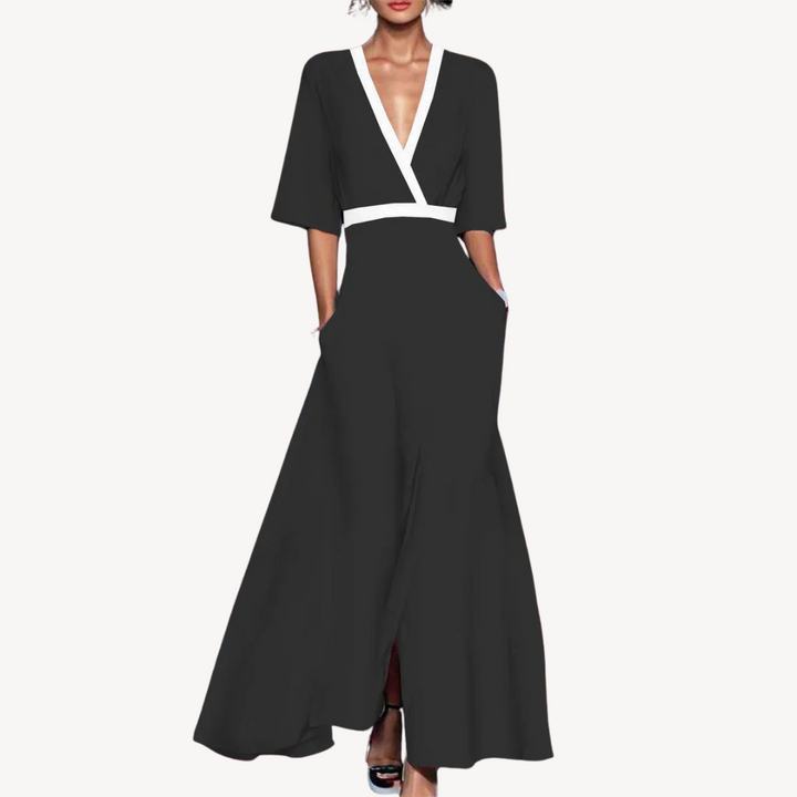 Women's Elegant V-Neck Maxi Wrap Dress