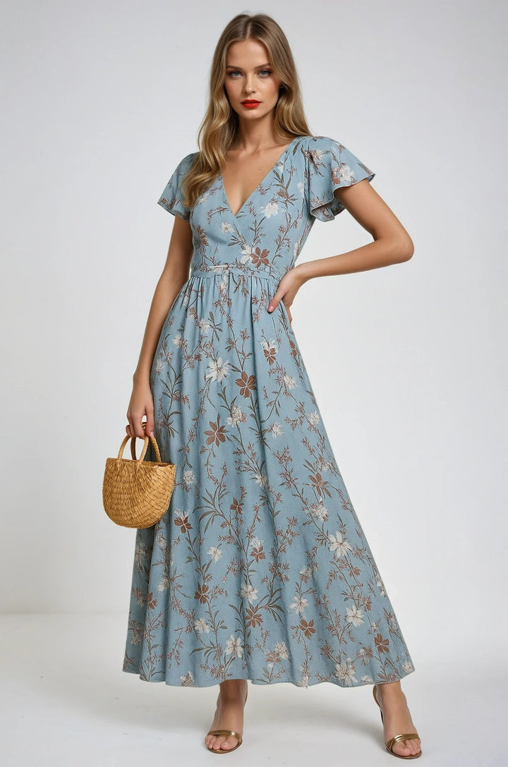 Women's Flowy Floral Summer Maxi Dress