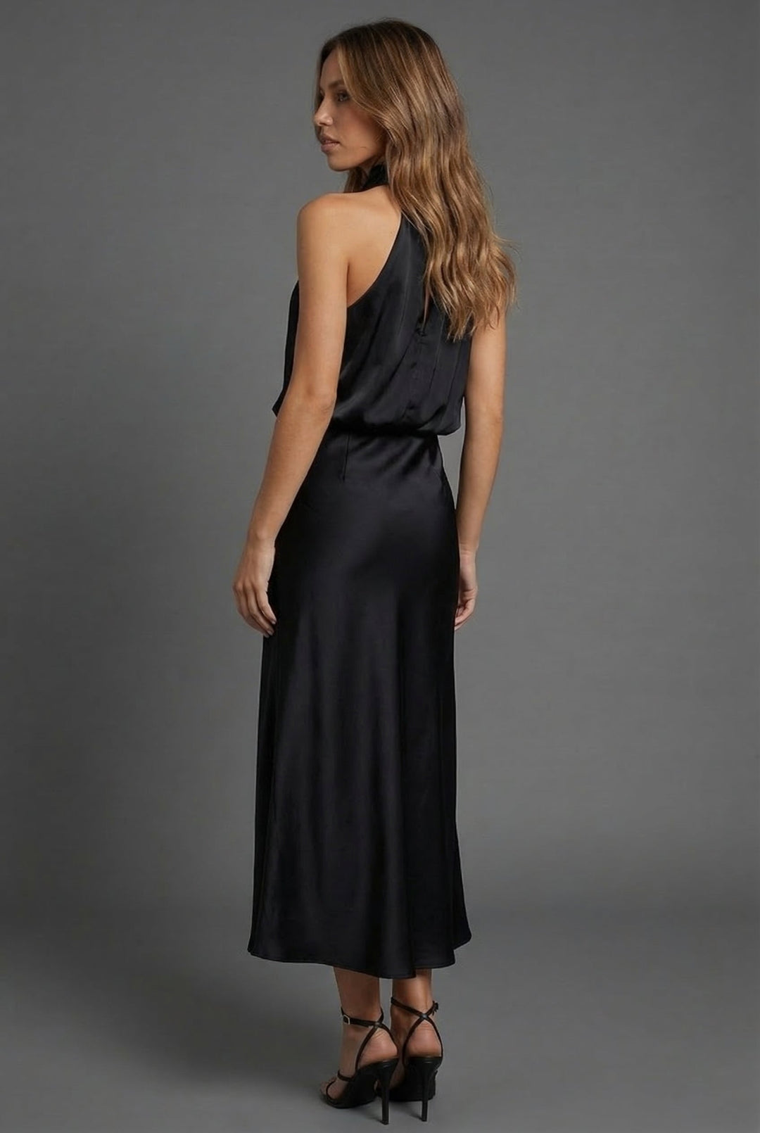 Women's Halterneck Wedding Guest Midi Dress