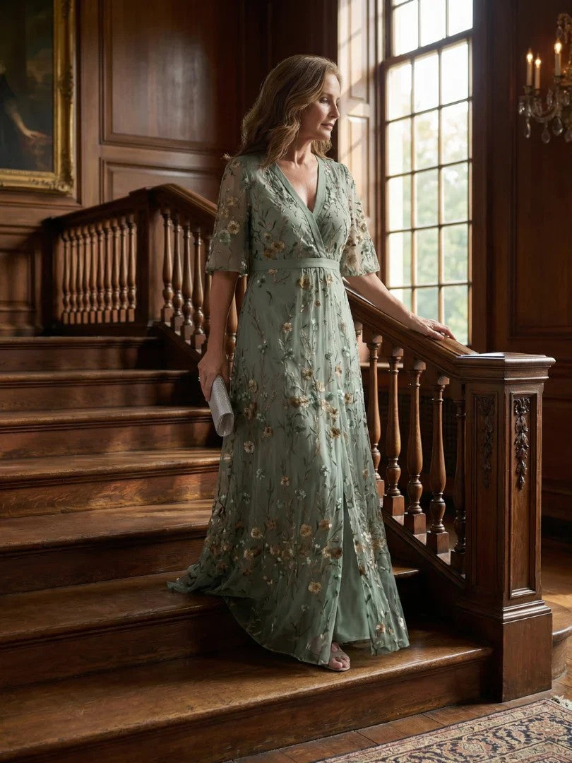 Women's Low V-Neck Floral Summer Maxi Dress