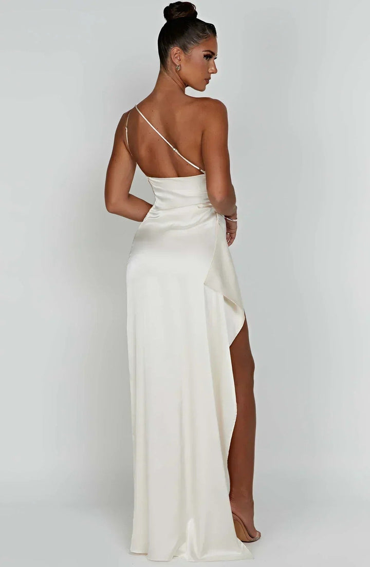 Women's Prom One Shoulder High Slit Maxi Dress