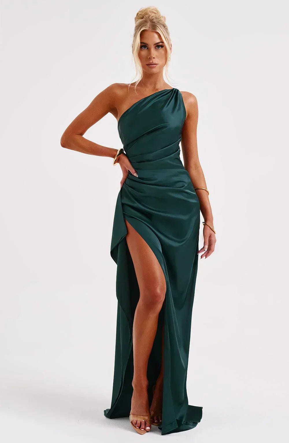 Women's Prom One Shoulder High Slit Maxi Dress