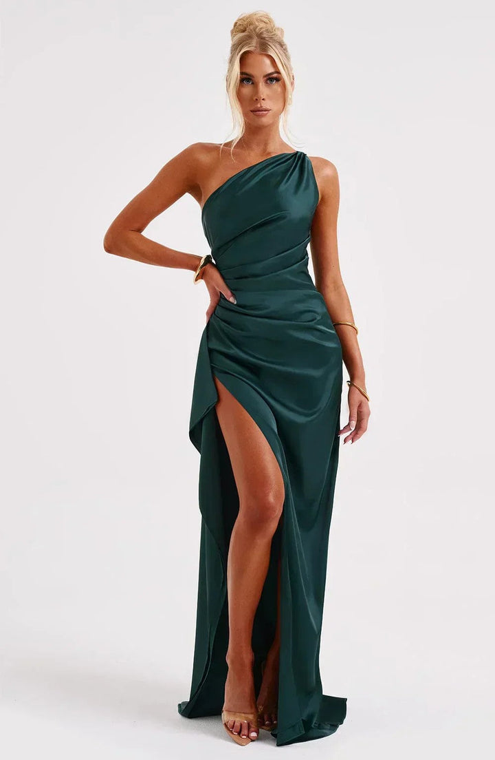 Women's Prom One Shoulder High Slit Maxi Dress
