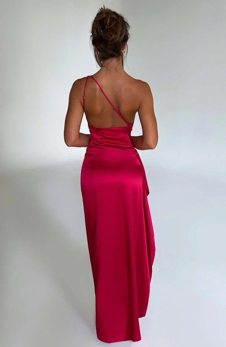 Women's Prom One Shoulder High Slit Maxi Dress