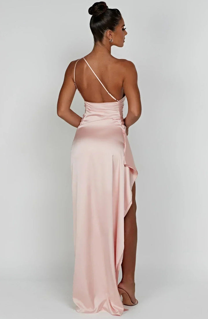 Women's Prom One Shoulder High Slit Maxi Dress