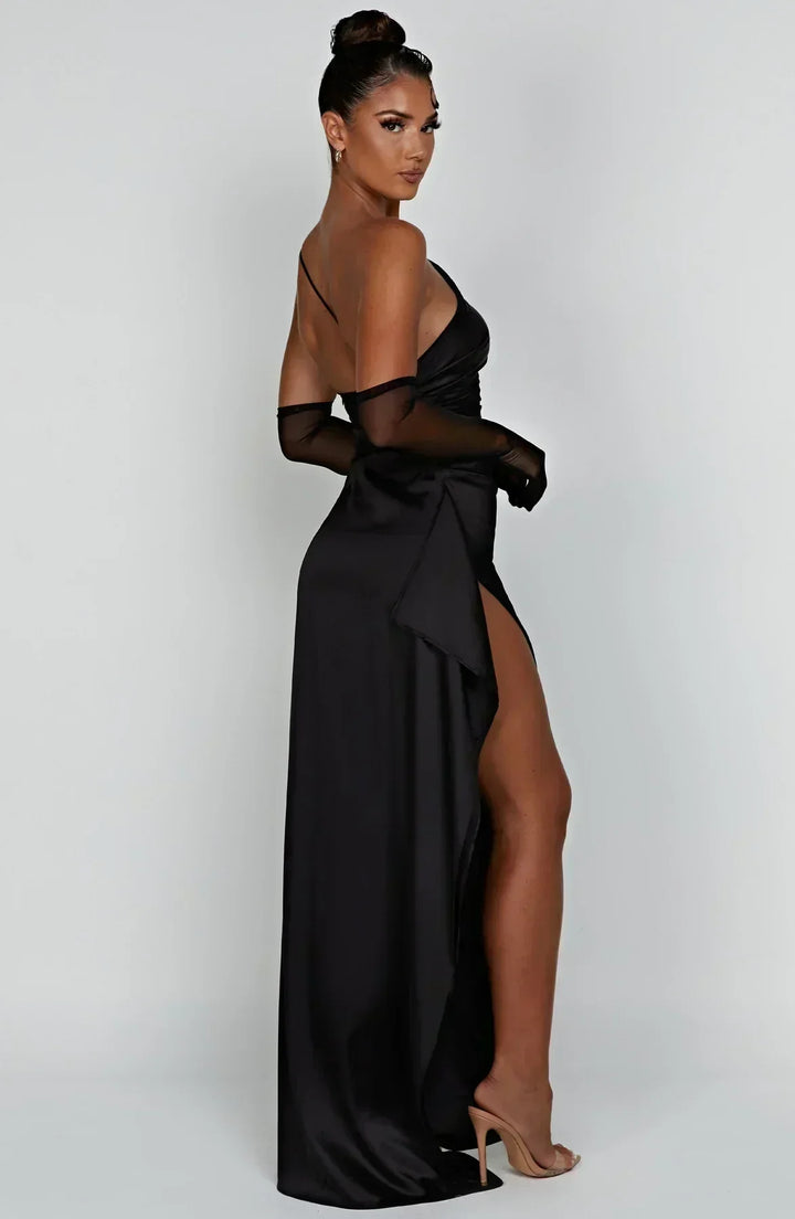 Women's Asymmetric One-Shoulder Refined Maxi Dress
