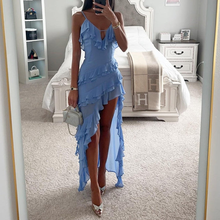 Women's Sleeveless High-Low Ruffle Dress