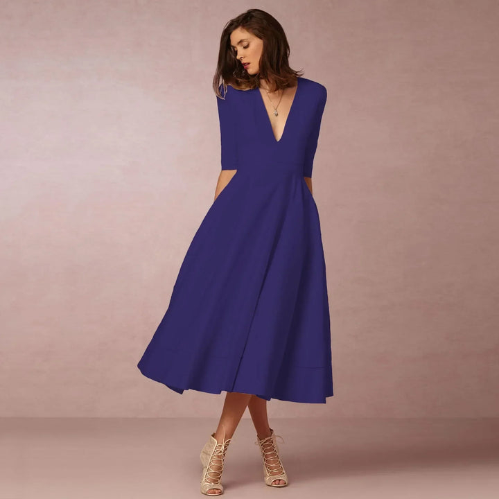 Women's Chic Deep V-Neck Midi Dress