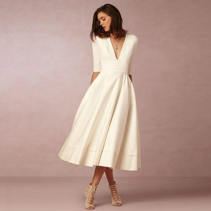 Women's Chic Deep V-Neck Midi Dress