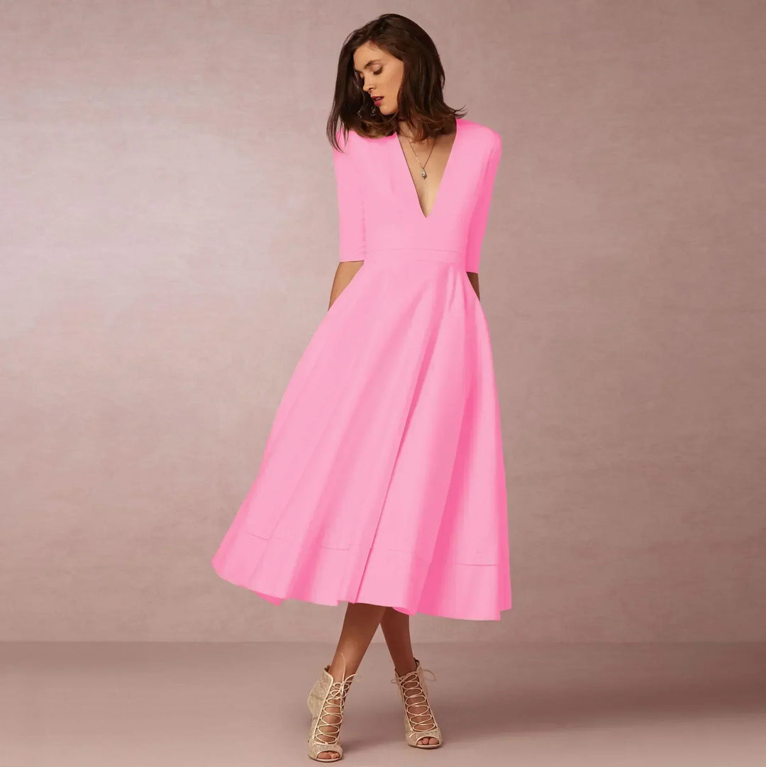 Women's Chic Deep V-Neck Midi Dress