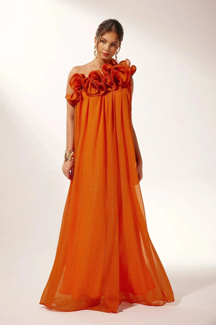 Women's Wedding Guest One Shoulder Floral Formal Maxi Dress