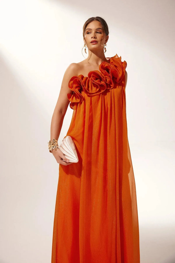 Women's Wedding Guest One Shoulder Floral Formal Maxi Dress