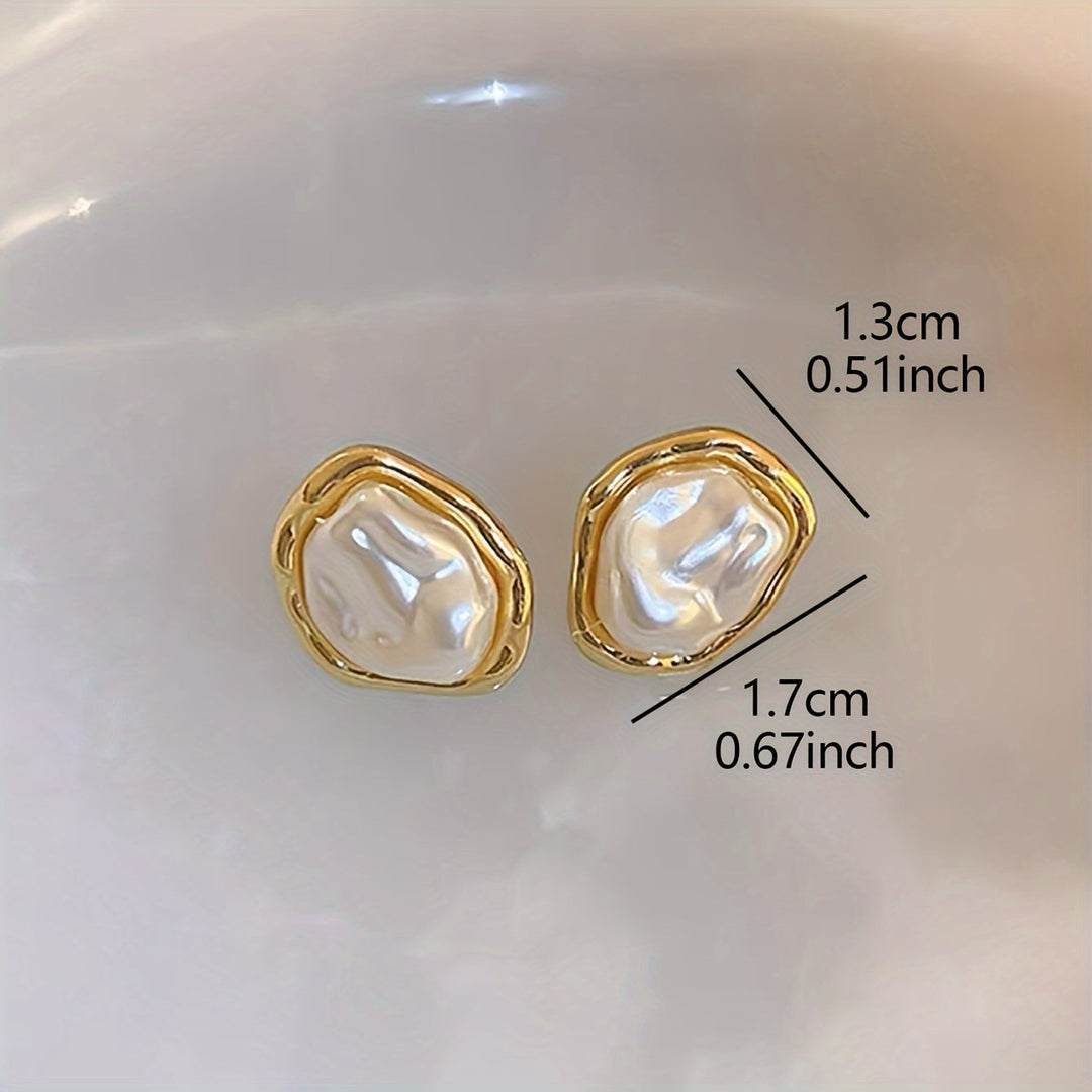 Irregular Design Stud Pearl Earrings