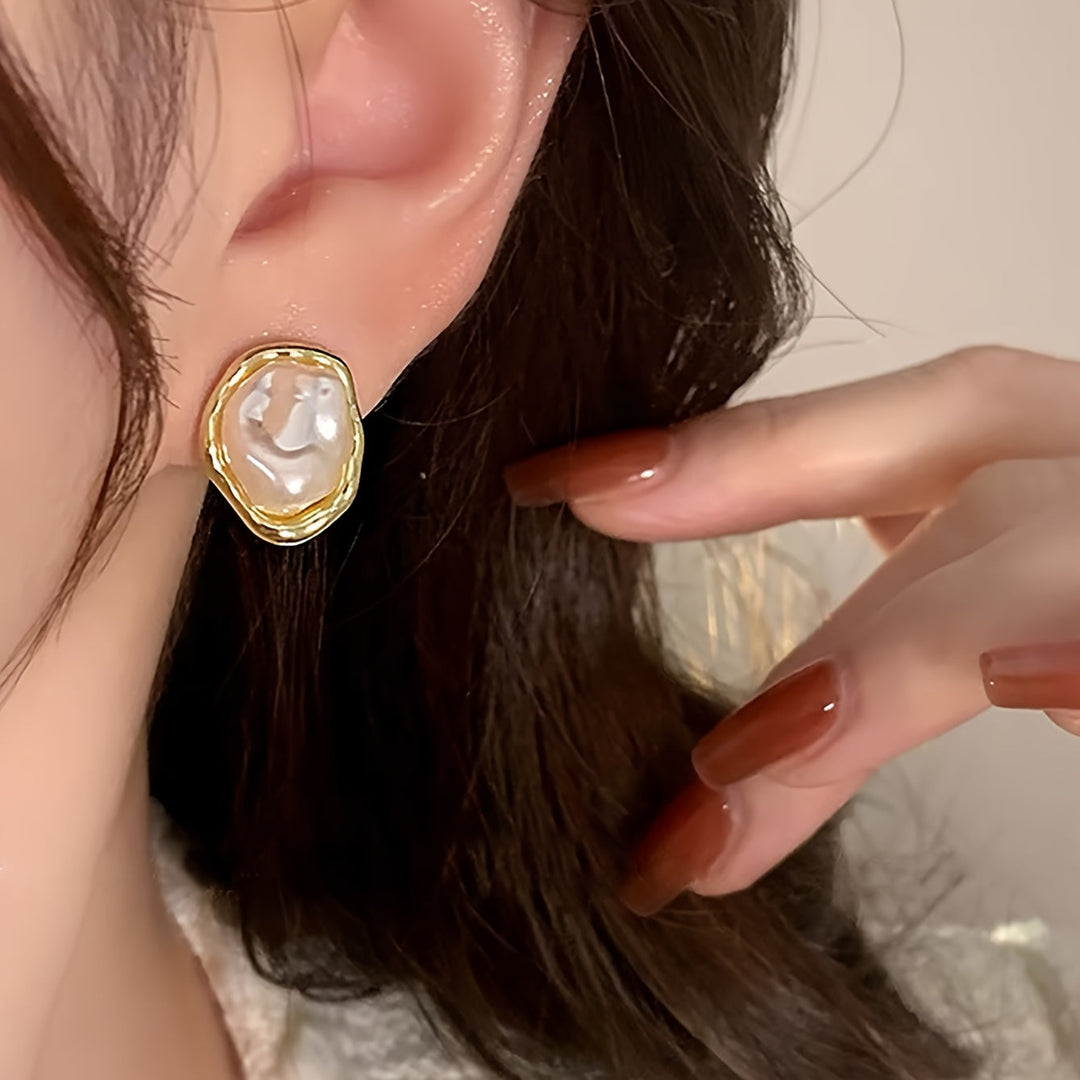 Irregular Design Stud Pearl Earrings