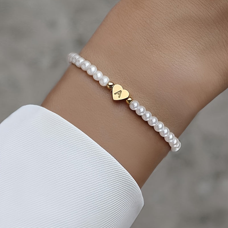 Women's Elegant Heart Monogram Bracelet