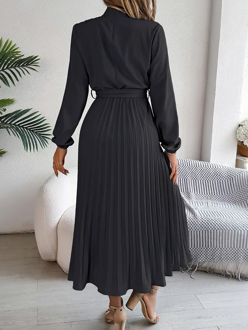 Women’s Long Sleeve Pleated Midi Dress