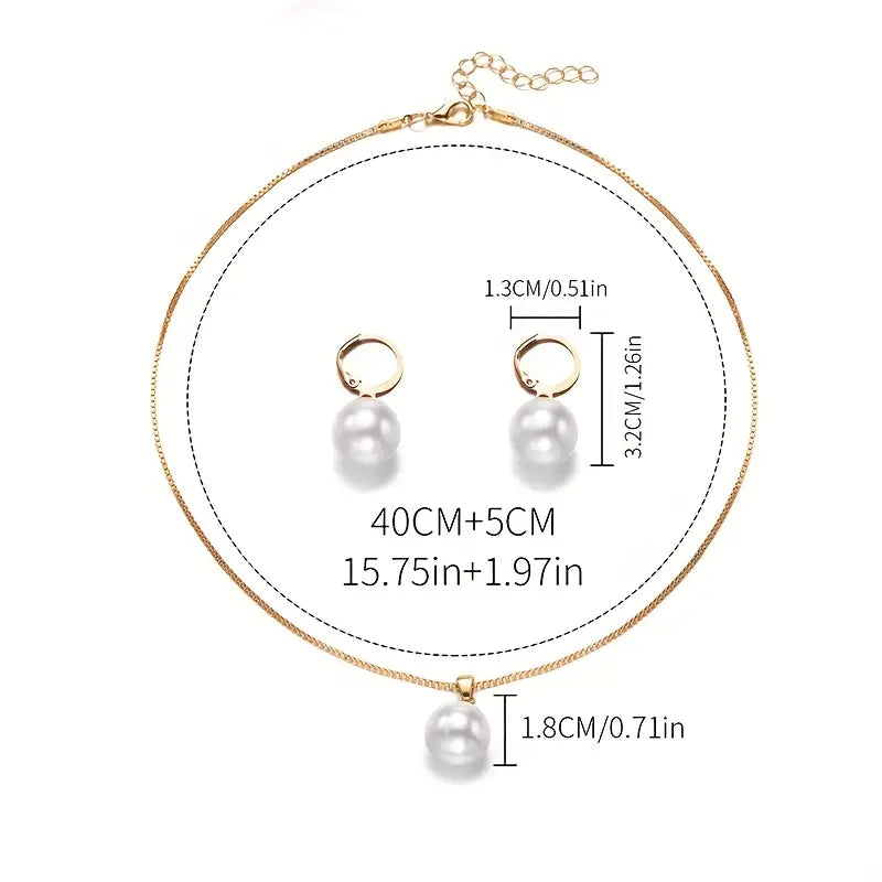 Women's Elegant Pearl Necklace Set
