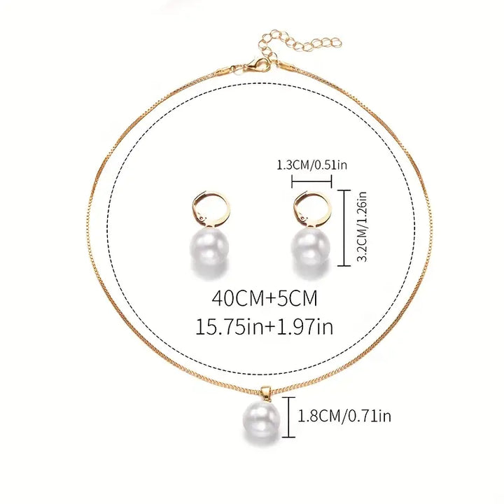 Women's Elegant Pearl Necklace Set