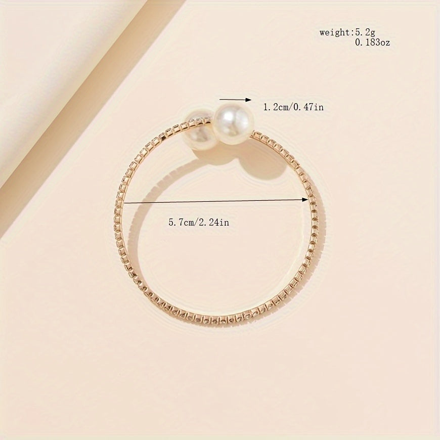 Inlaid Rhinestone Pearl Bracelet