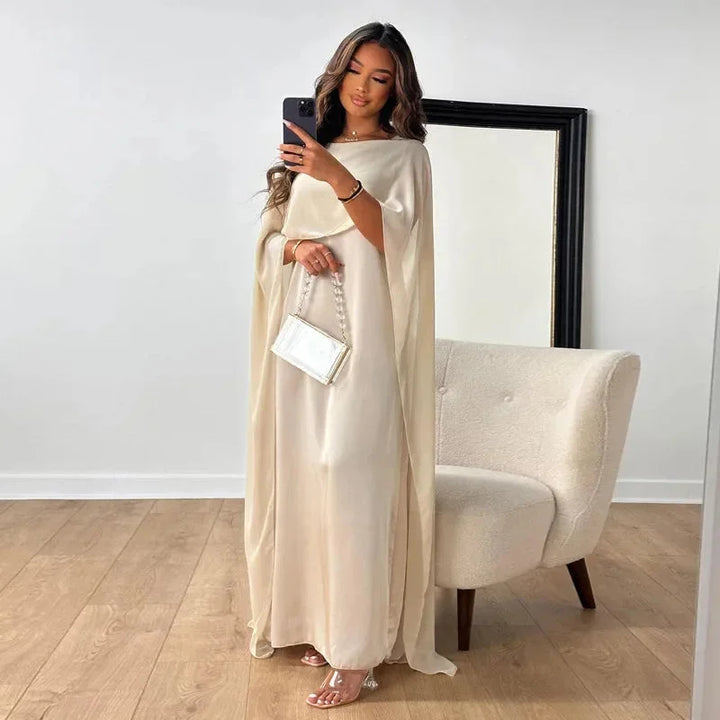 Women's Elegant Wedding Guest Cape Maxi Dress