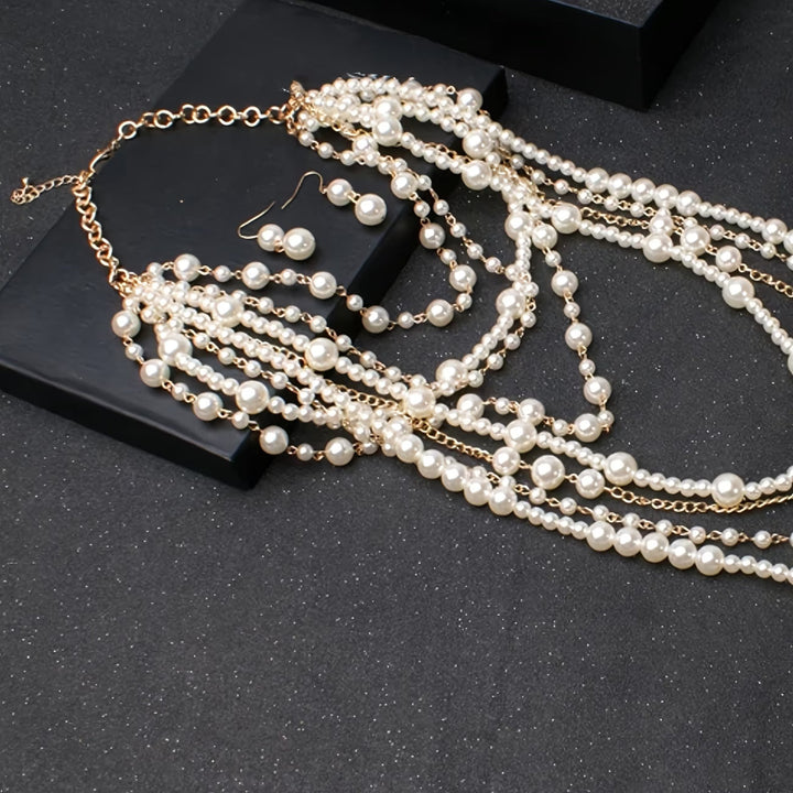 Women's Boho Multiple Pearls Jewelry Set