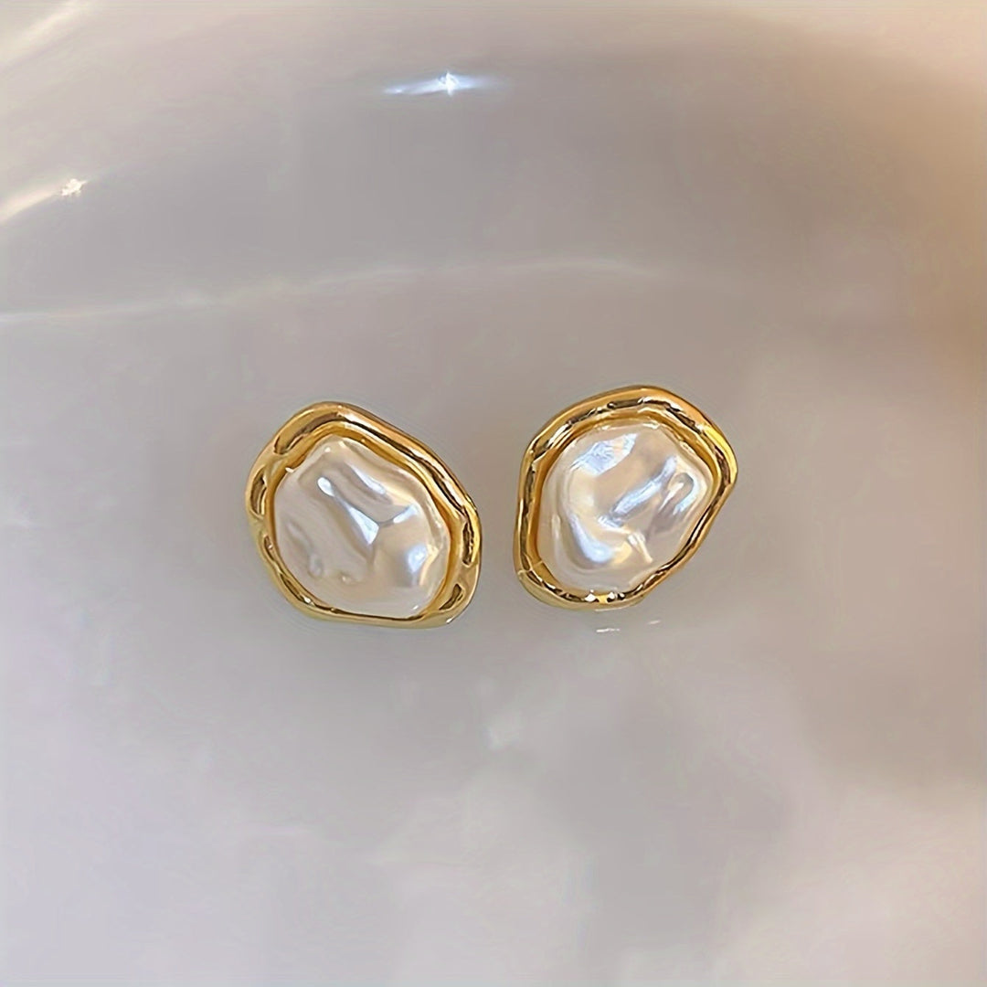 Irregular Design Stud Pearl Earrings