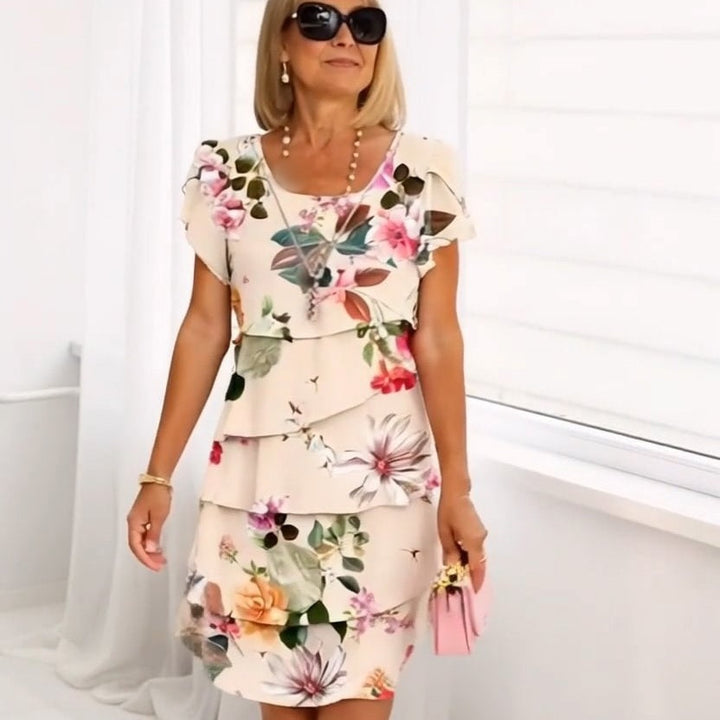 Floral Waterfall Elegant Dress with Adjustable Straps – Leona