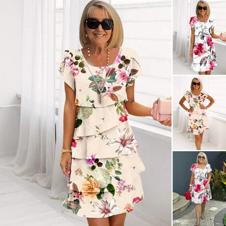 Floral Waterfall Elegant Dress with Adjustable Straps – Leona