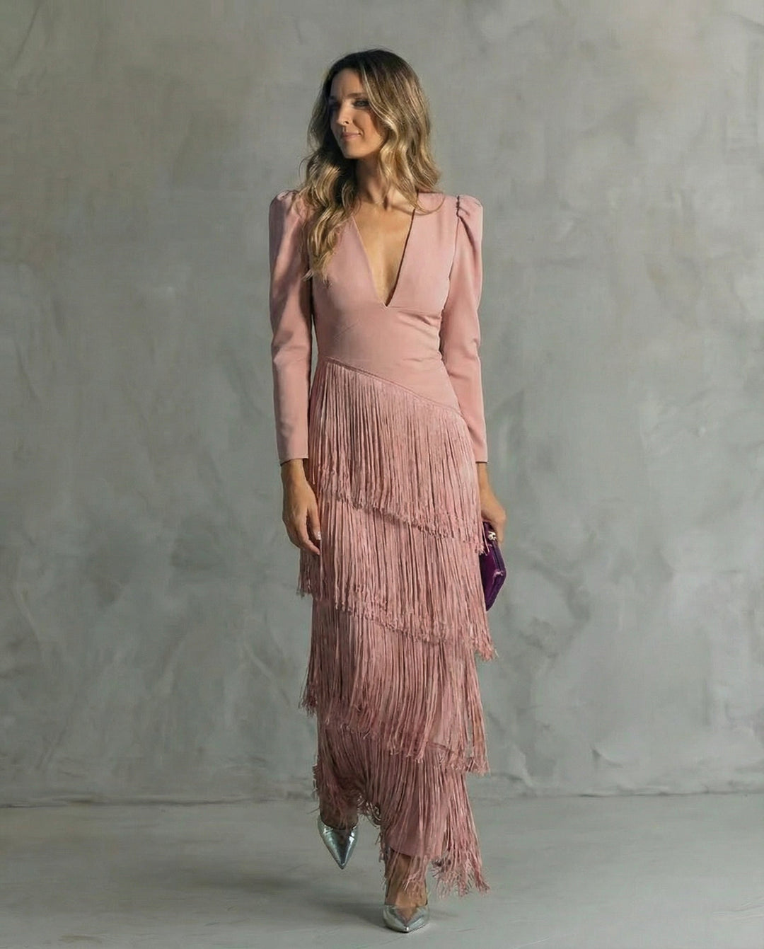 Women's Elegant Fringe Sleeves Dress