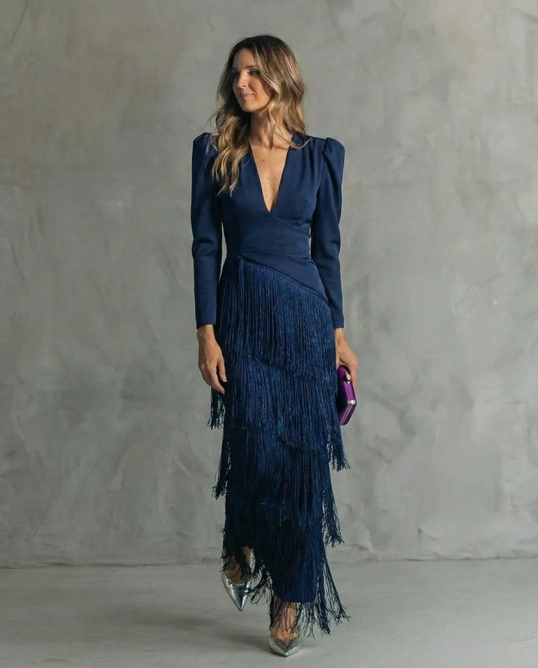 Women's Elegant Fringe Sleeves Dress