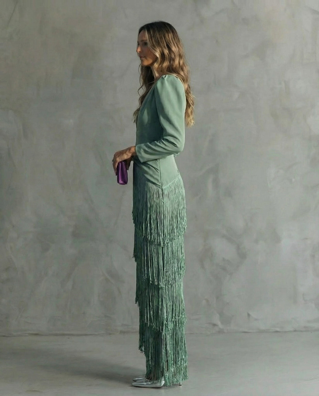 Women's Elegant Fringe Sleeves Dress
