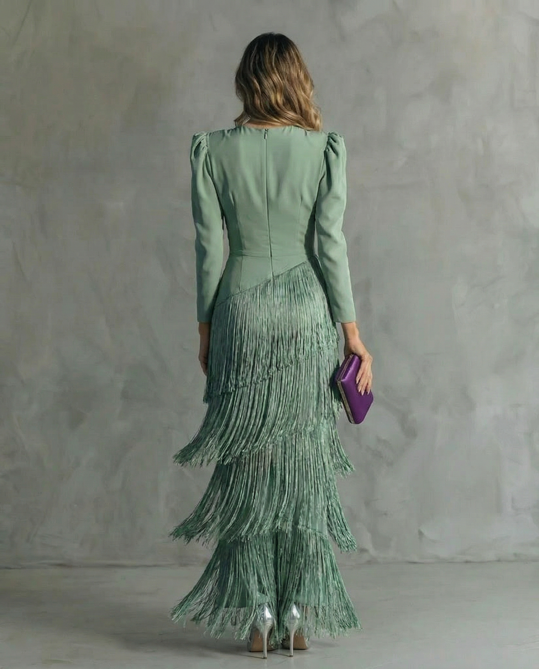 Women's Elegant Fringe Sleeves Dress