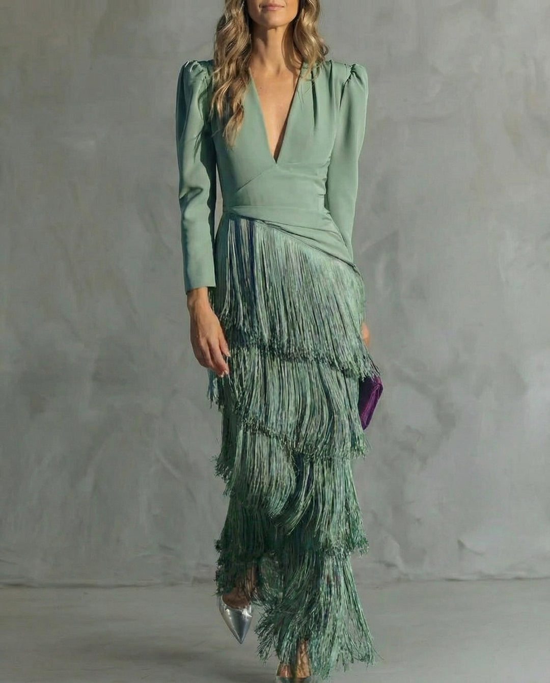Women's Elegant Fringe Sleeves Dress