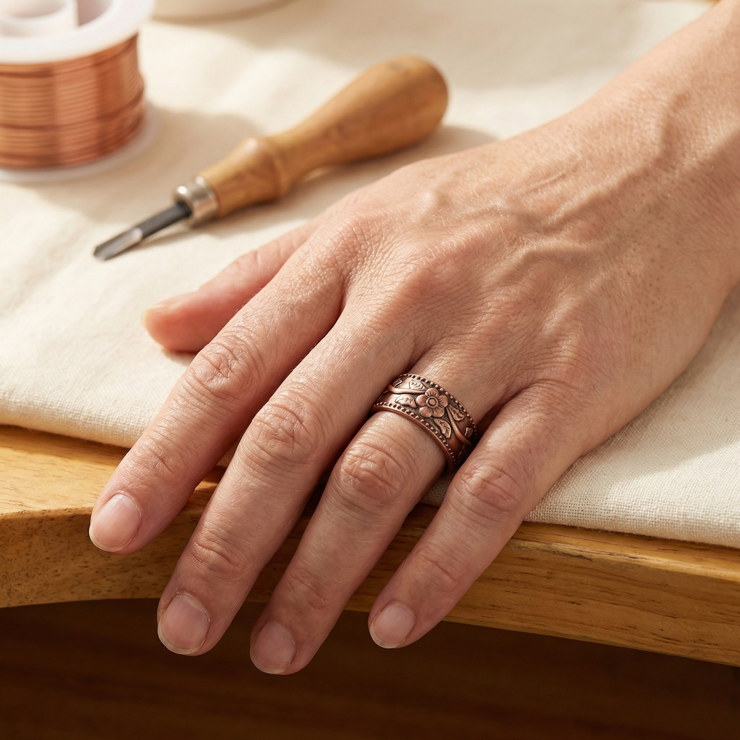 Women's Elegant Petal Copper Ring