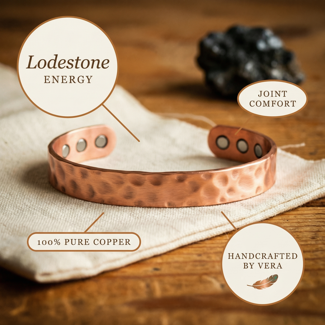 Women's Sleek Lodestone Copper Bracelet