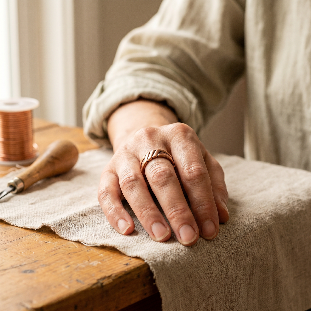 Women's Sleek Peat Copper Ring