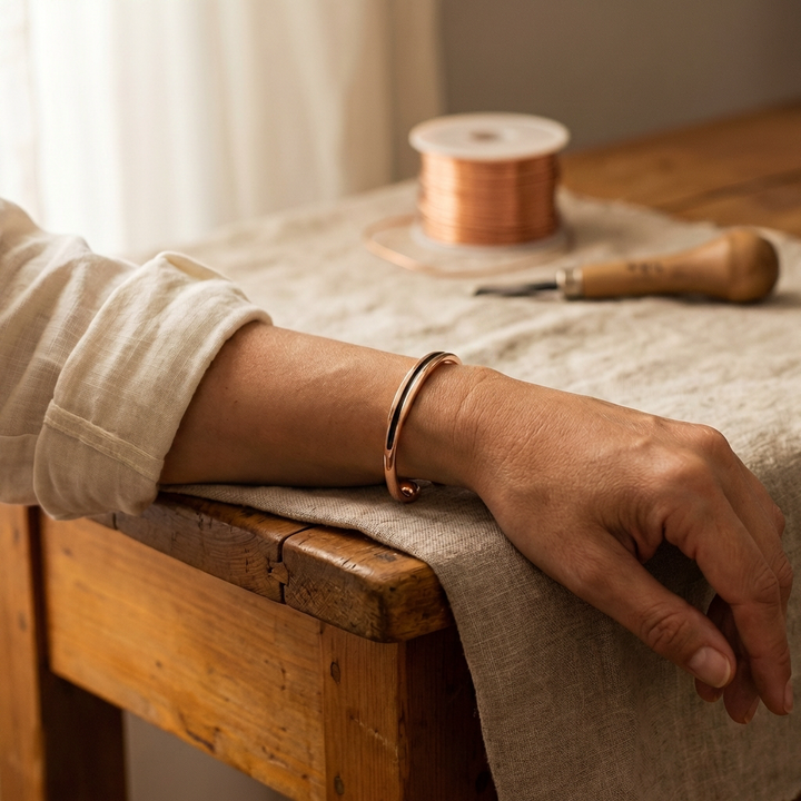 Women's Sleek Vein Copper Bracelet
