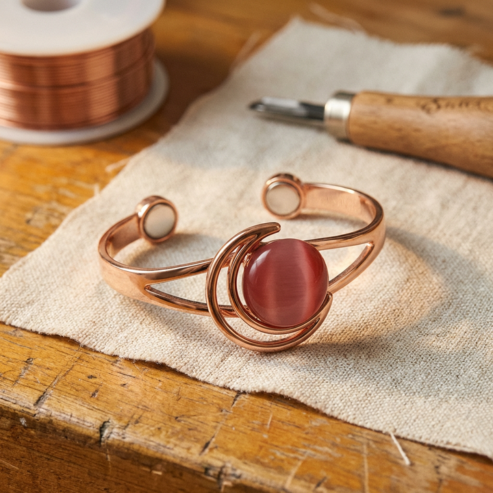 Women's Sleek Sphere Pink Copper Bracelet
