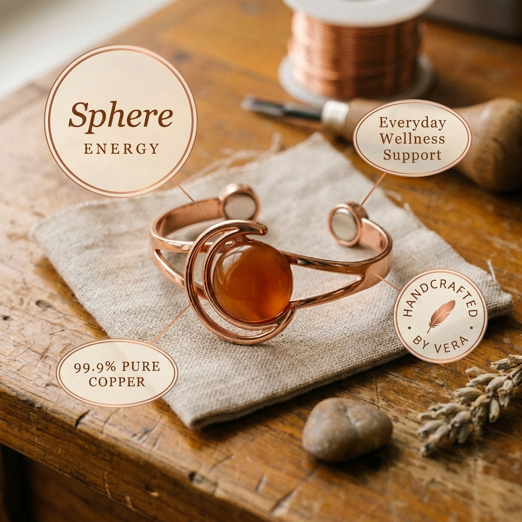 Women's Classic Sphere Orange Copper Bracelet