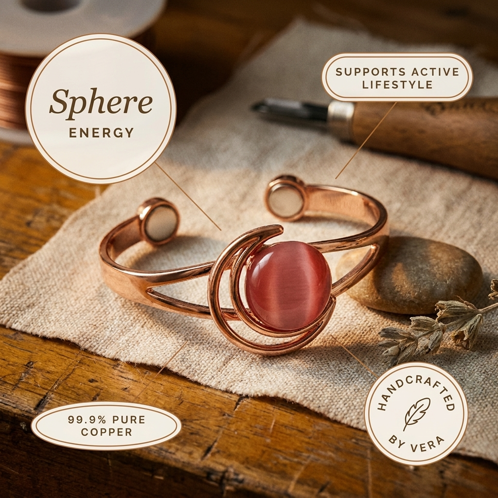 Women's Sleek Sphere Pink Copper Bracelet