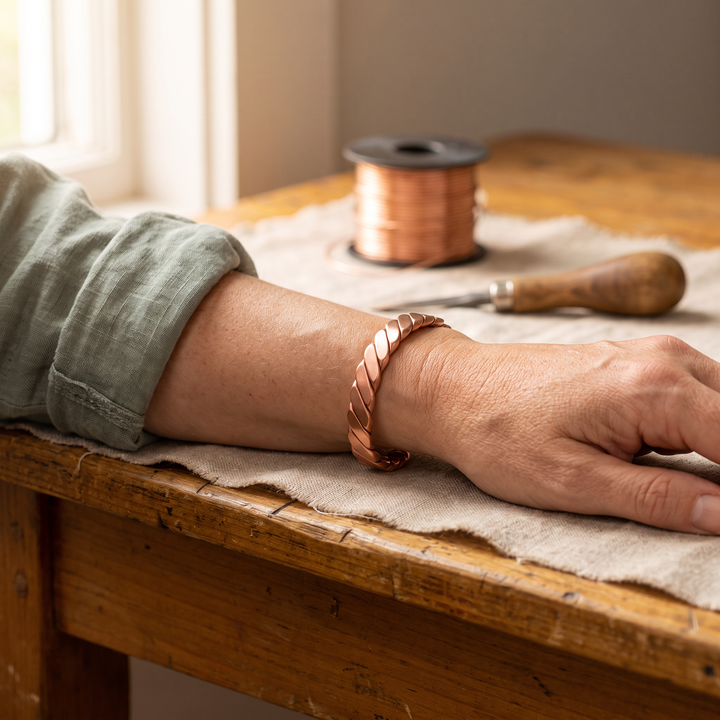 Women's Sleek Moss Copper Bracelet