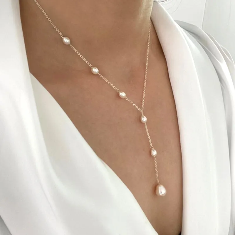 Women's Elegant Waterfall Pearls Necklace