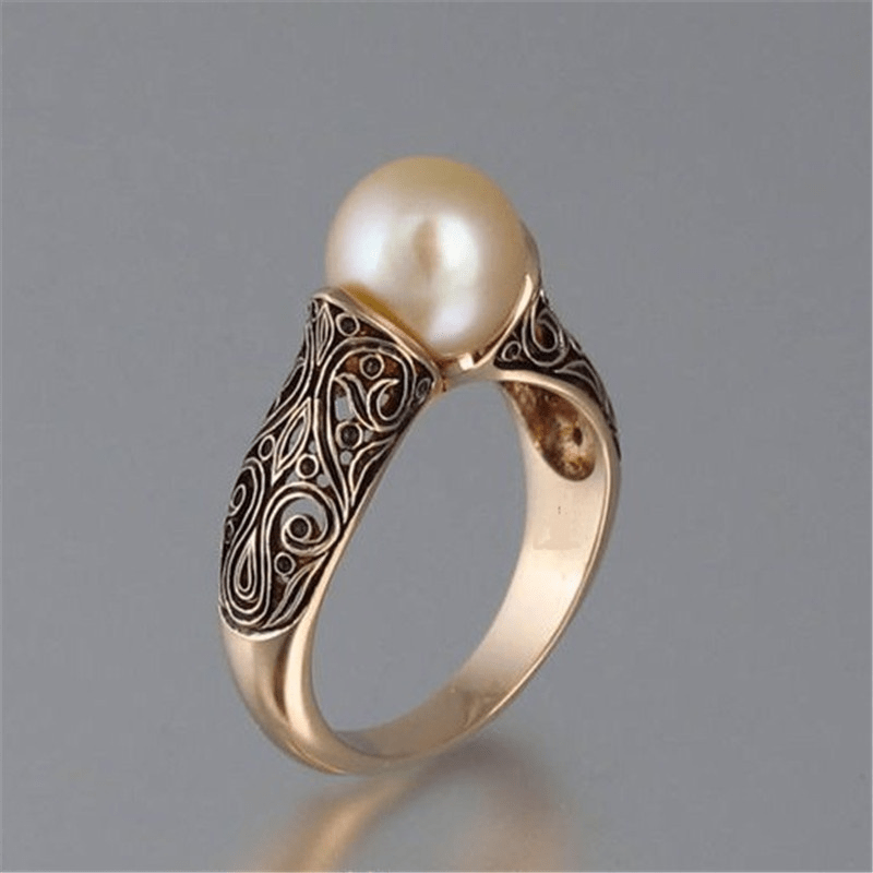 Women's Classic Gold Pearl Timeless Ring