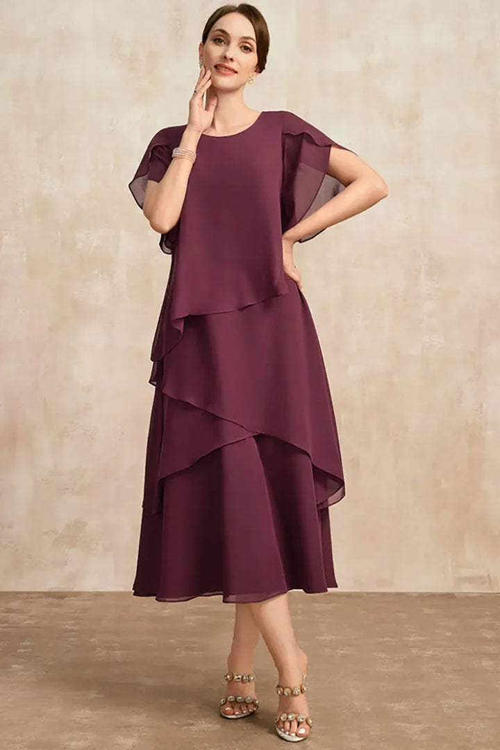 Women's Classic Flared Tiered Midi Dress