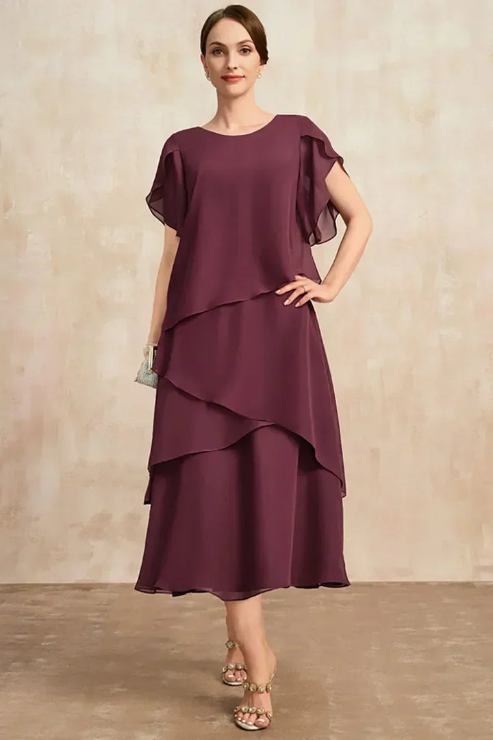 Women's Classic Flared Tiered Midi Dress