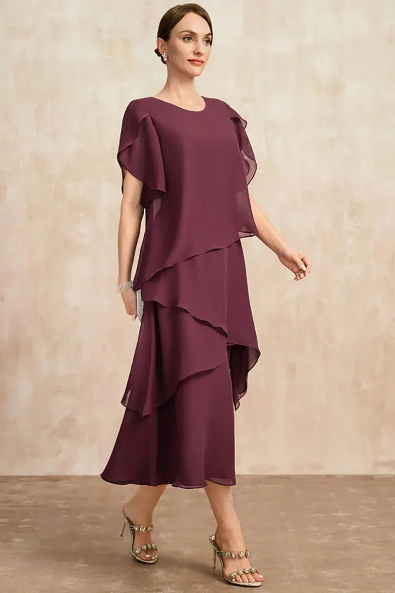 Women's Classic Flared Tiered Midi Dress