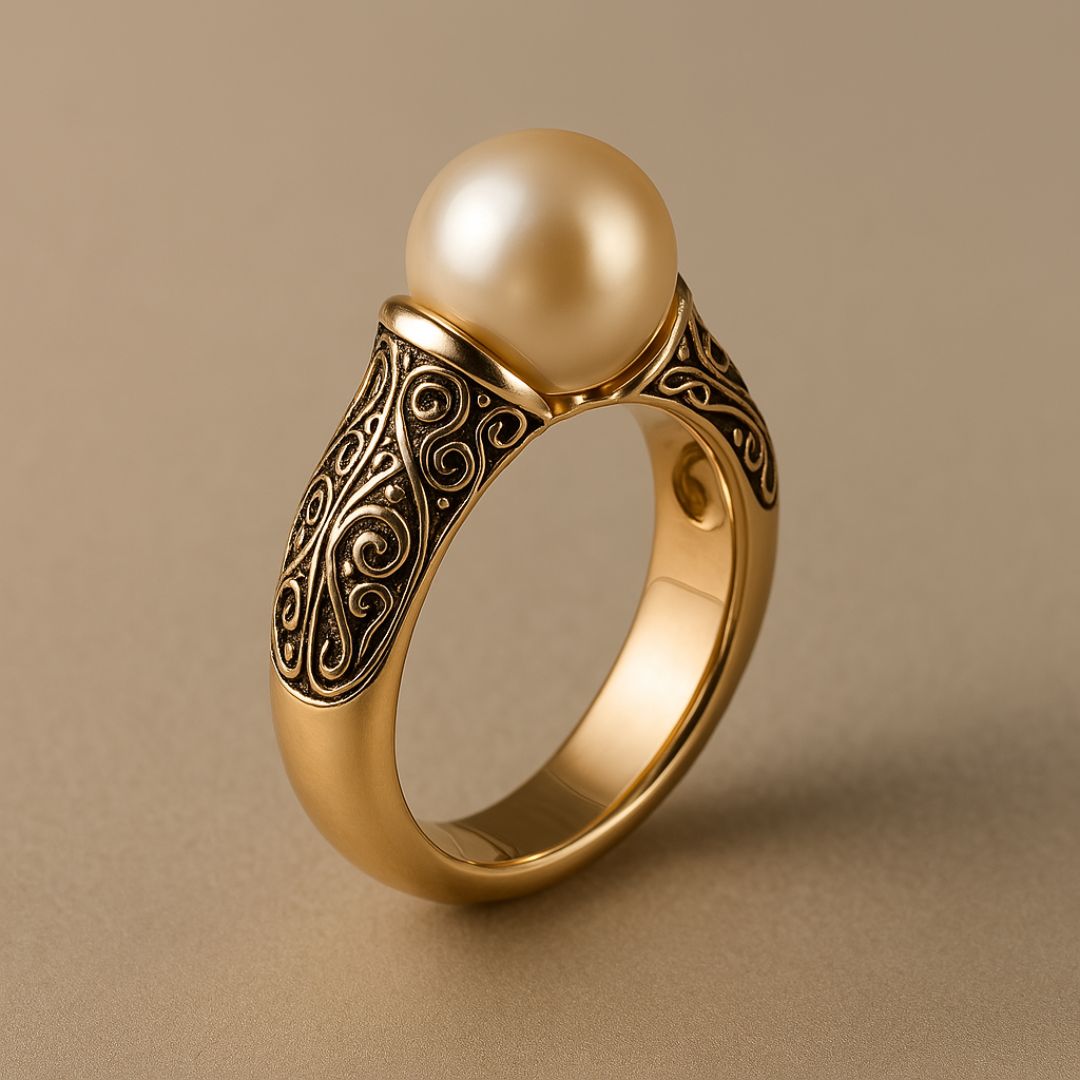 Women's Classic Gold Pearl Timeless Ring