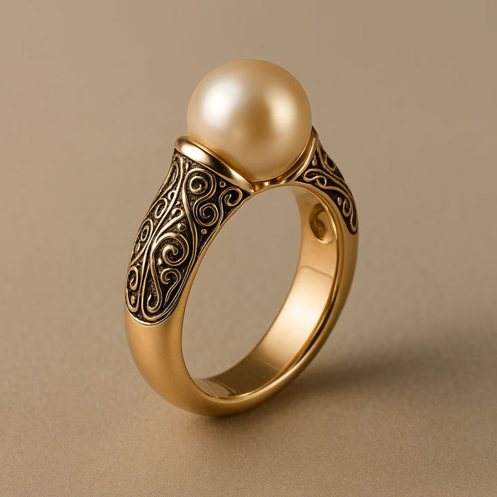 Women's Classic Gold Pearl Timeless Ring