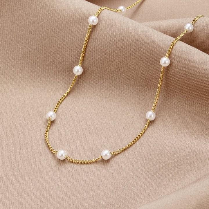 Women's Classic Gold Pearl Timeless Necklace