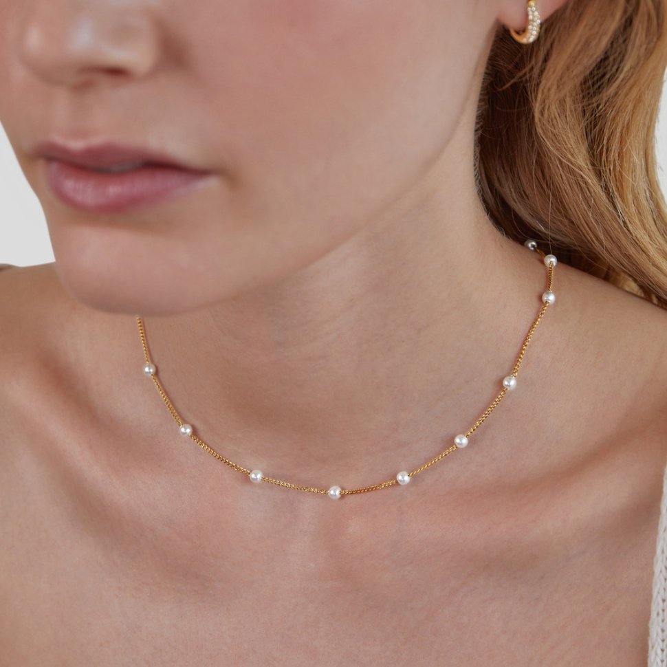 Women's Classic Gold Pearl Timeless Necklace